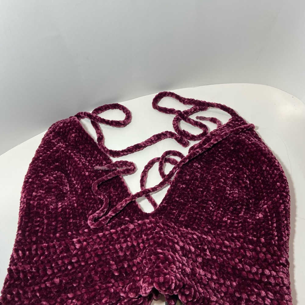 Crochet halter top. Jewel tone.